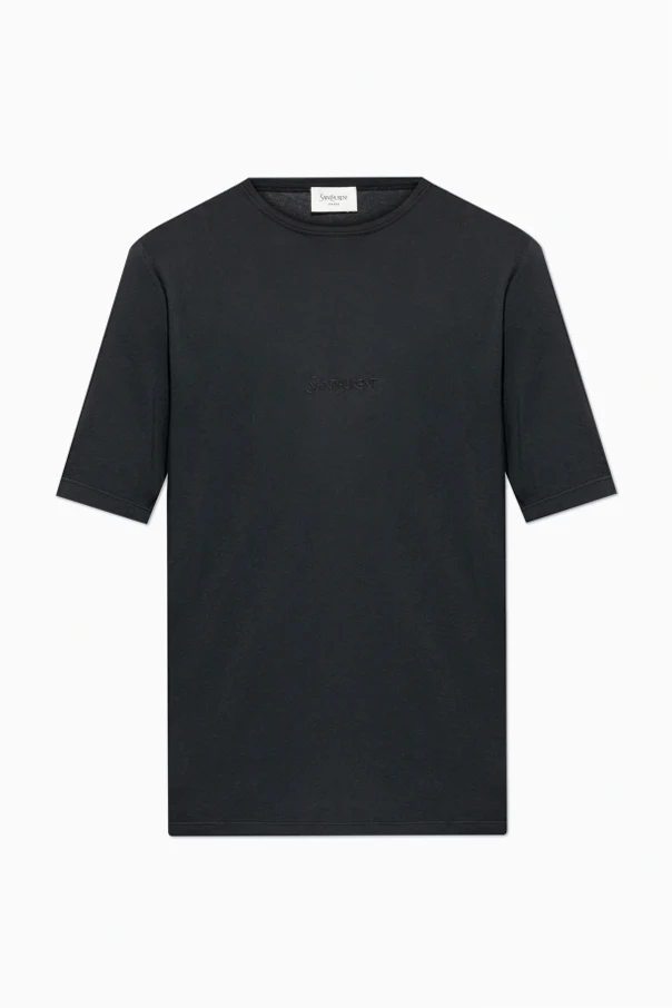 SZARY Bawełniany t-shirt z wyszytym logo
