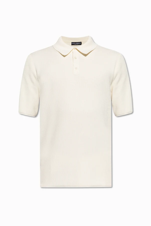 cream Ribbed polo shirt
