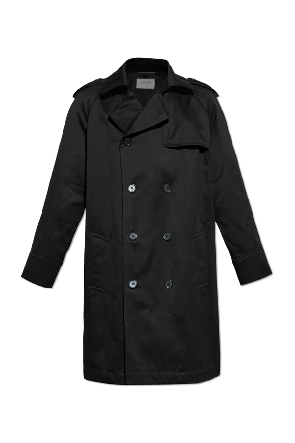 CZARNY Dwurzędowy trencz