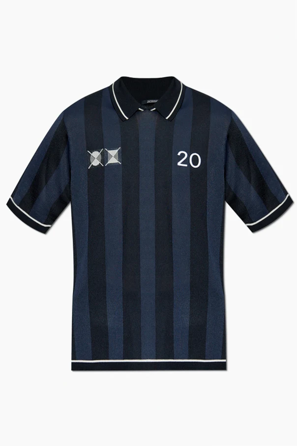 GRANATOWY Polo ze wzorem