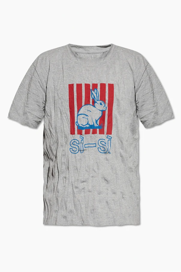 SZARY T-shirt z efektem zagniecenia