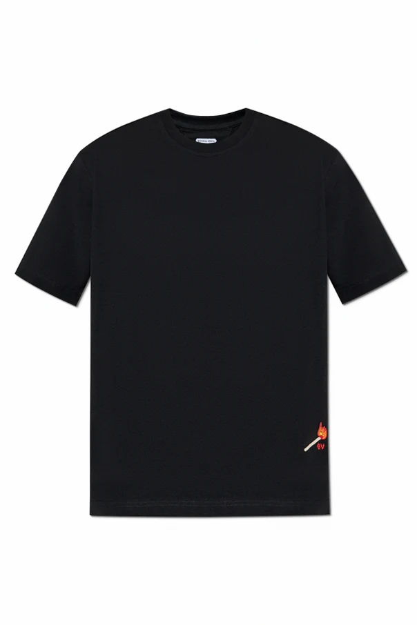 CZARNY T-shirt z haftem