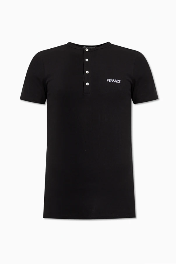 CZARNY T-shirt z bieliźniany z wyszytym logo