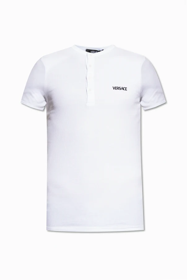 BIAŁY  T-shirt z bieliźniany z wyszytym logo