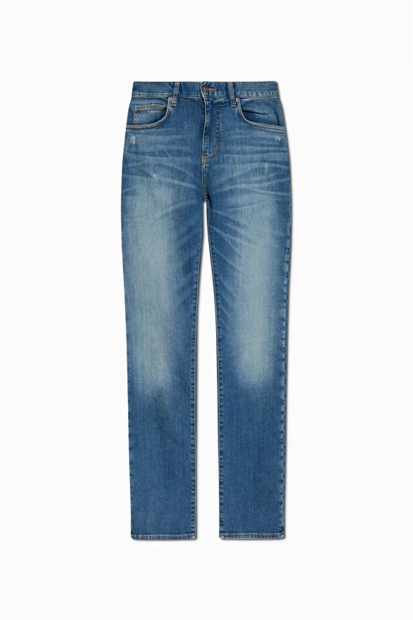 NIEBIESKI Jeansy z efektem `vintage`