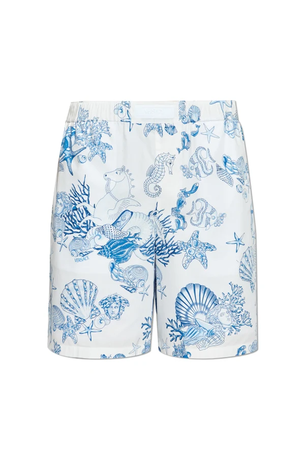 light blue Shorts with `Coral Theatre Allover` print