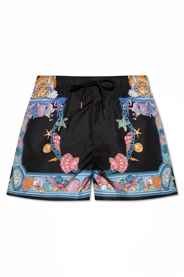 CZARNY Szorty kąpielowe z nadrukiem `Coral Theatre`