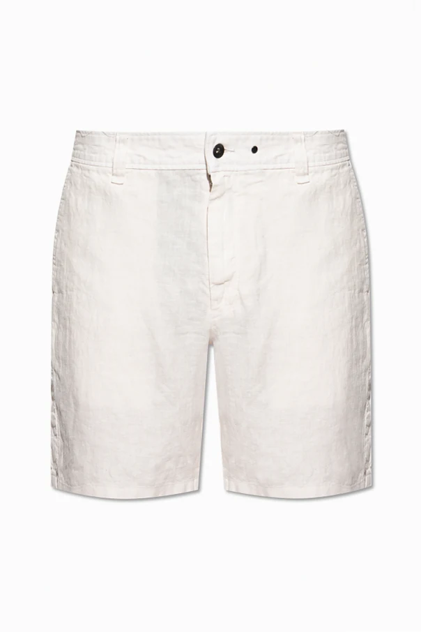 kremowy Lniane szorty