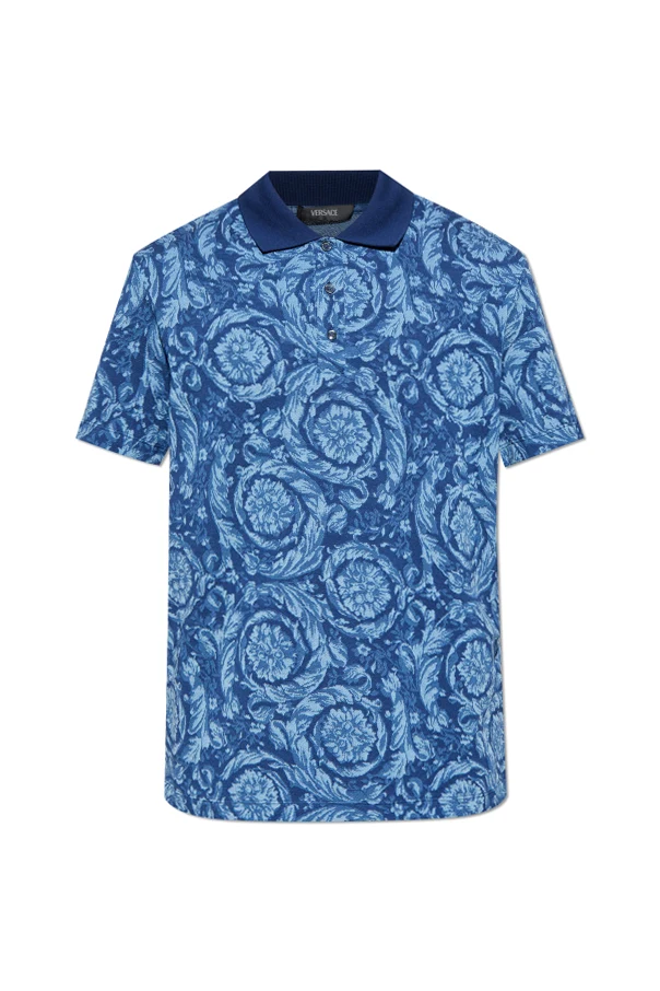 BLUE Polo shirt with "Barocco" pattern