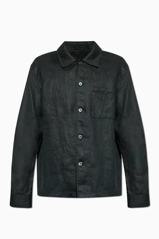 SCHWARZ Leinenhemd mit Tasche