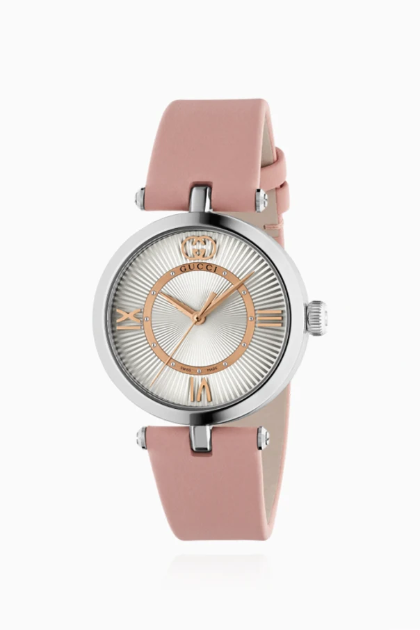 RÓŻOWY Zegarek na skórzanym pasku