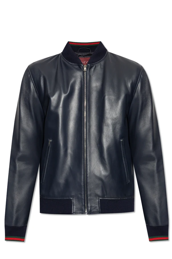 MARINEBLAU Lederjacke im „Bomber“-Stil