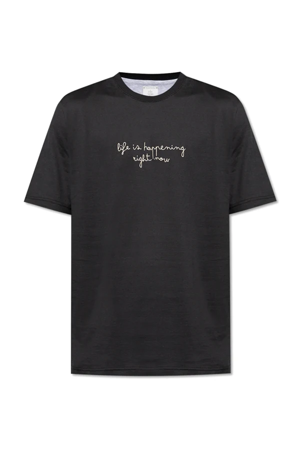 SCHWARZ T-Shirt mit Stickerei