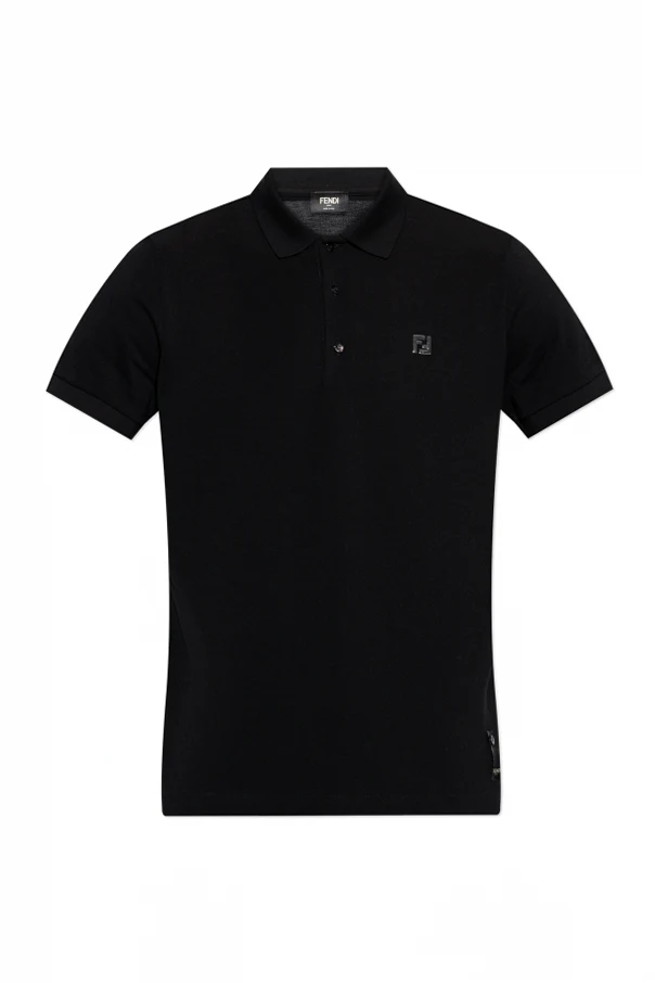 SCHWARZ Polo mit Applikation in Form des Logos