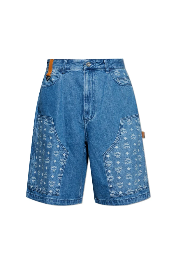 NIEBIESKI Jeansowe szorty z monogramem