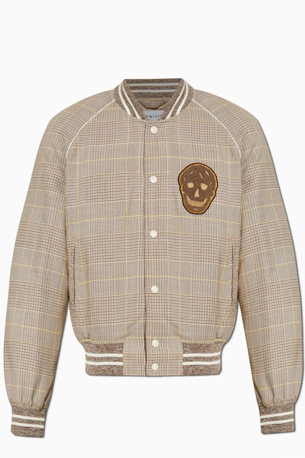 BEIGE Bomberjacke mit Karomuster