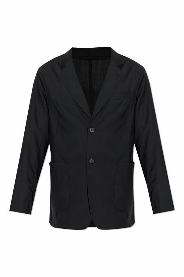 SCHWARZ Wollblazer mit offenen Revers