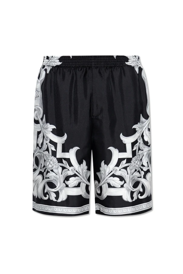 BLACK Silk shorts with "Architectural Baroque" print