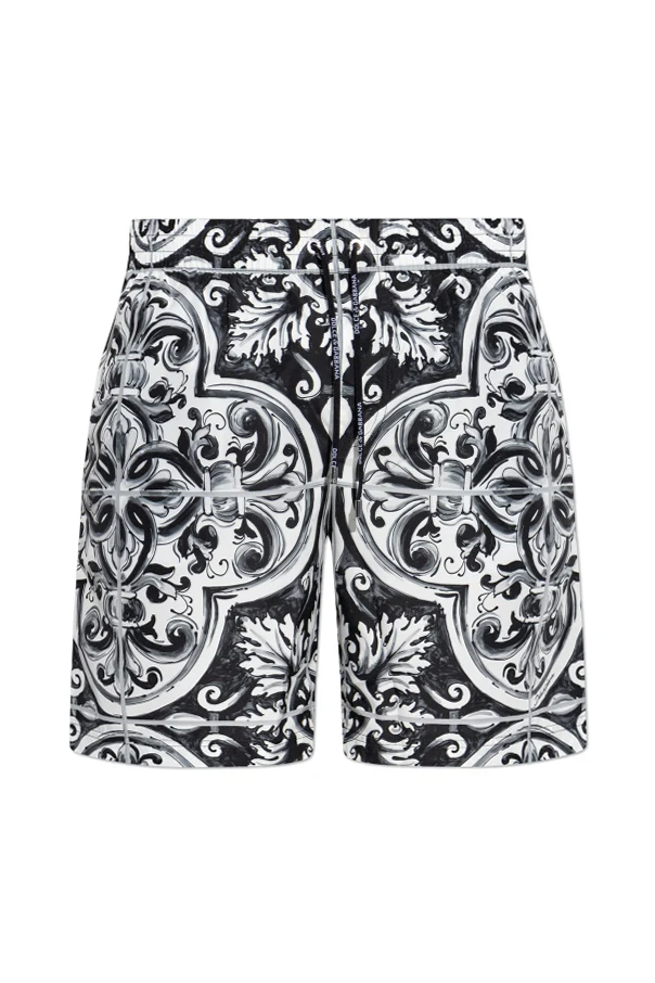CZARNY Szorty kąpielowe  z nadrukiem   `Majolica`