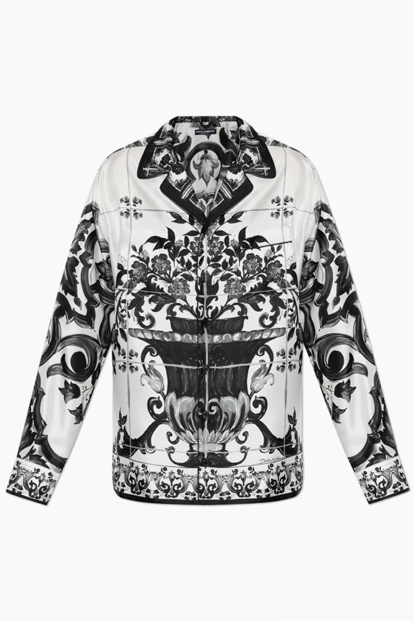 WHITE Silk shirt with floral motif