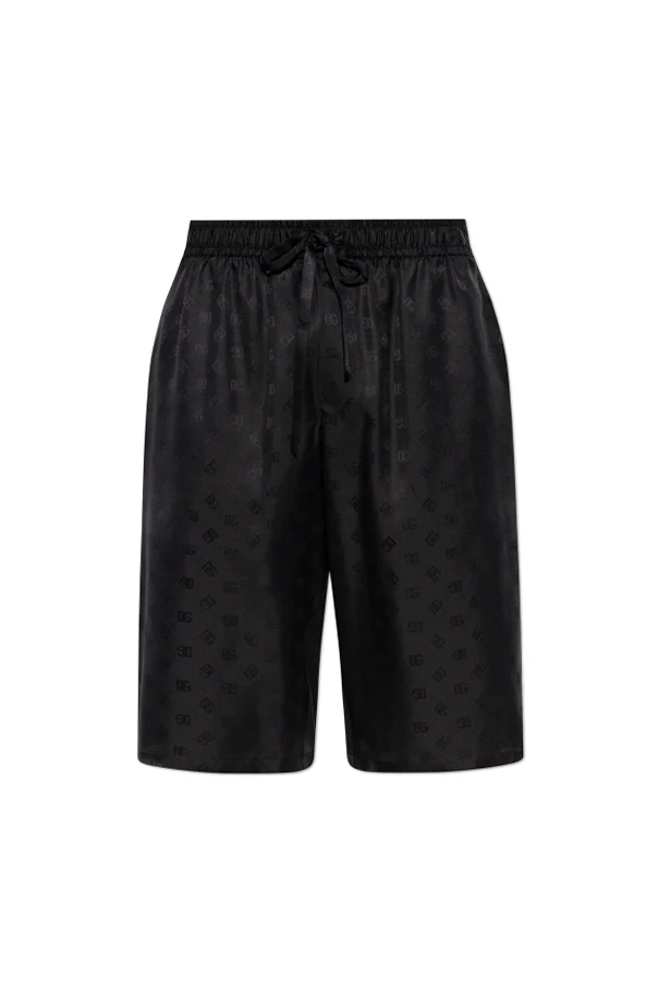 BLACK Silk shorts with monogram