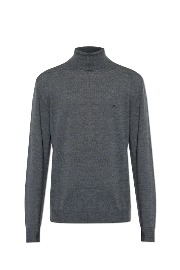 SZARY Wełniany golf z wyszytym logo