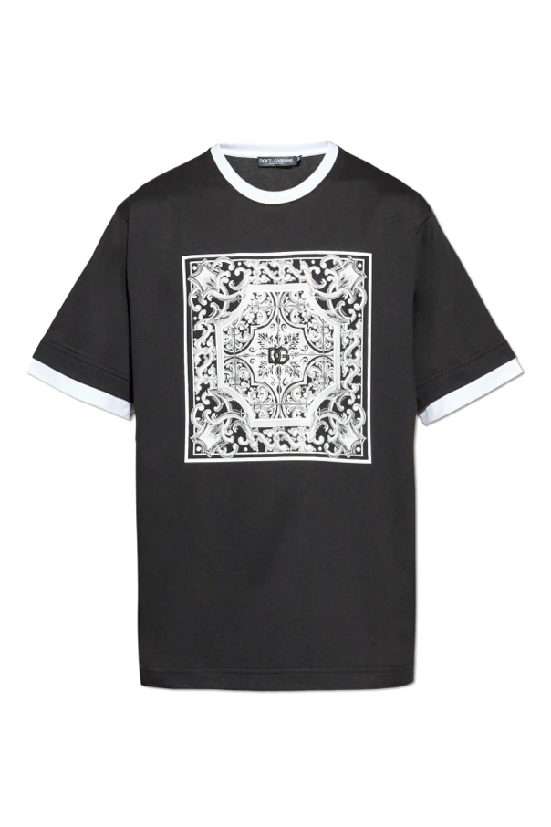 BLACK T-shirt with "Majolica" print