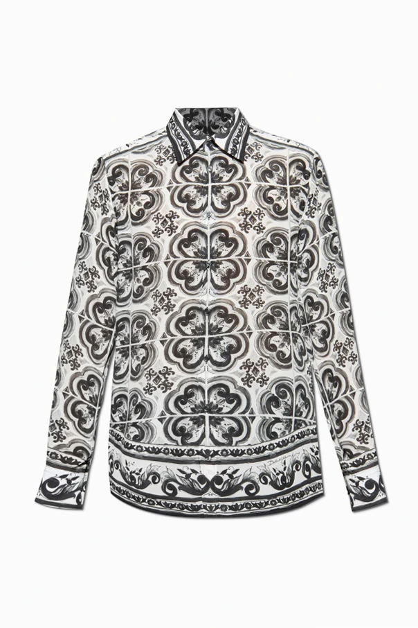 WHITE Silk shirt with "Majolica" print