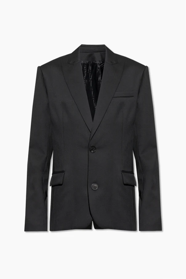 BLACK Wool blazer with closed lapels