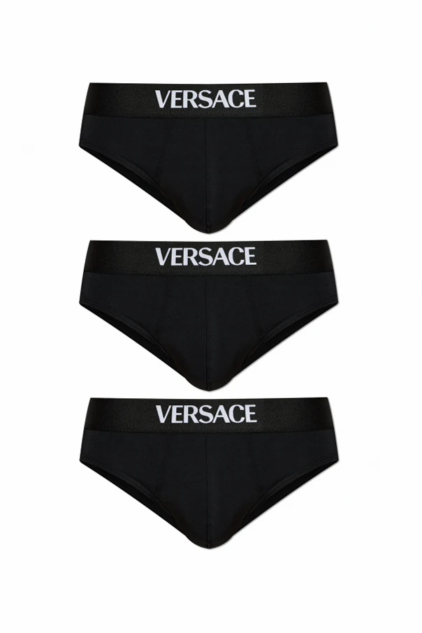 BLACK Three-pack briefs with logo