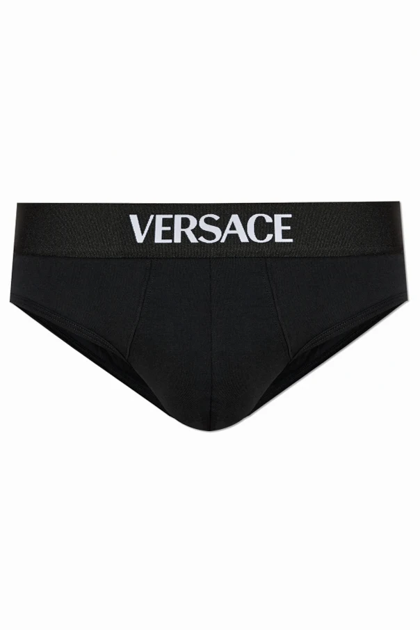 BLACK Cotton briefs with logo