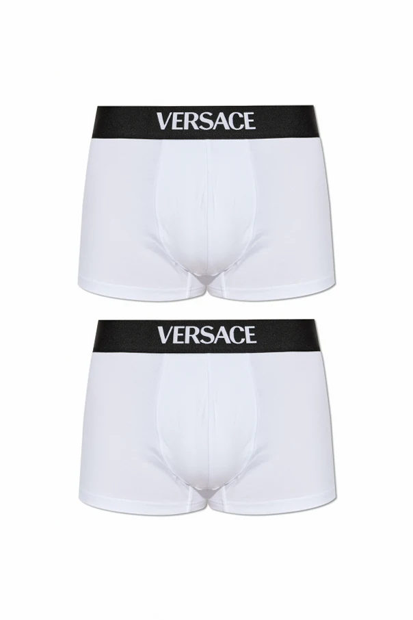 WHITE Two-pack of cotton boxer briefs with logo