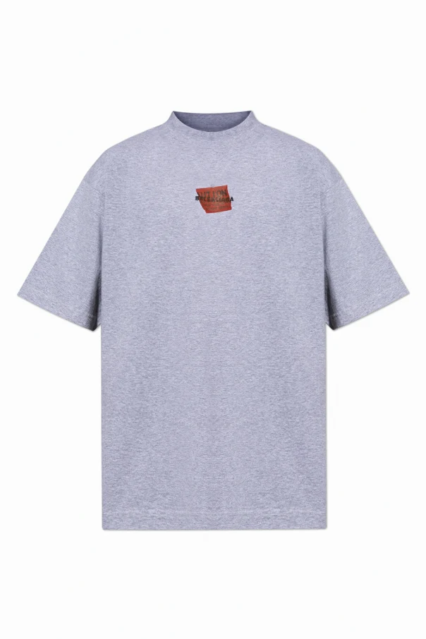 SZARY T-shirt z nadrukowanym logo