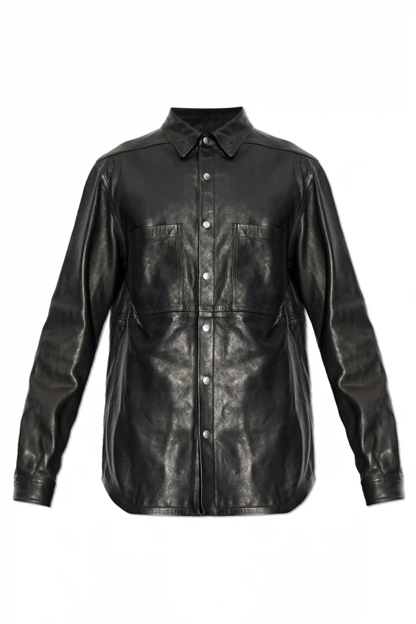 CZARNY Skórzana kurtka z kieszeniami