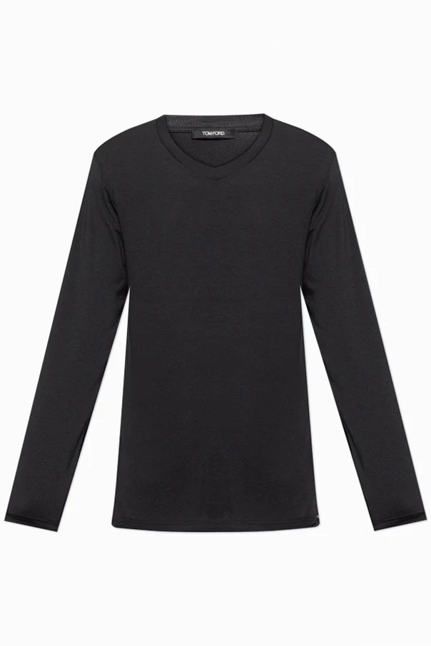 CZARNY T-shirt z długim rękawem