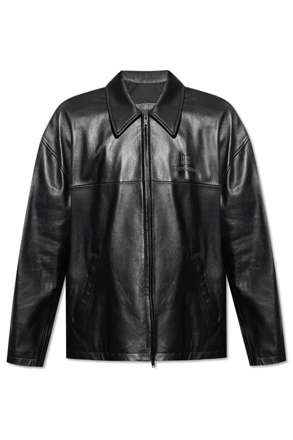 CZARNY Kurtka z jagnięcej skóry