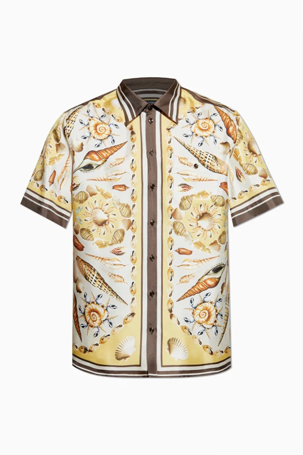 cream Silk shirt with shell motif