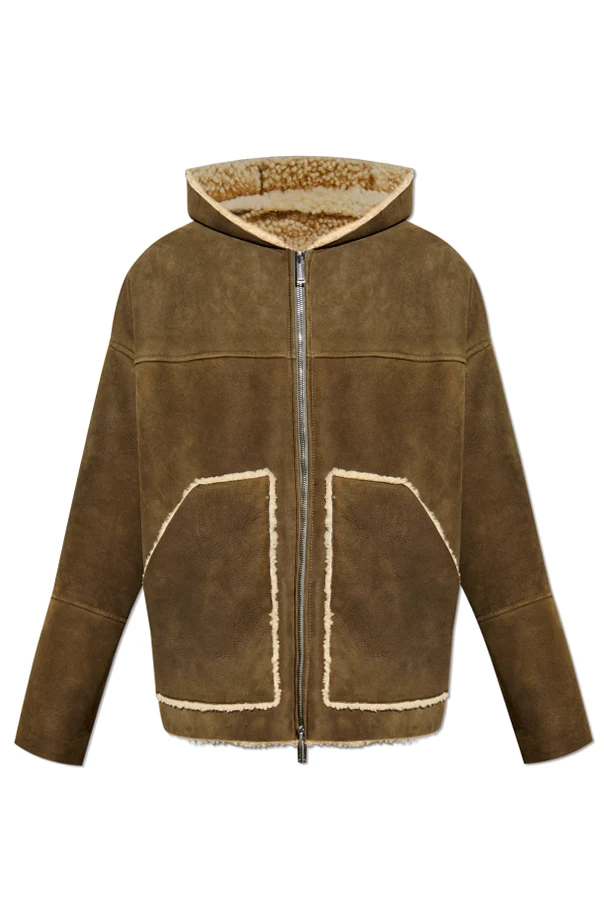 ZIELONY Kożuch z jagnięcej skóry