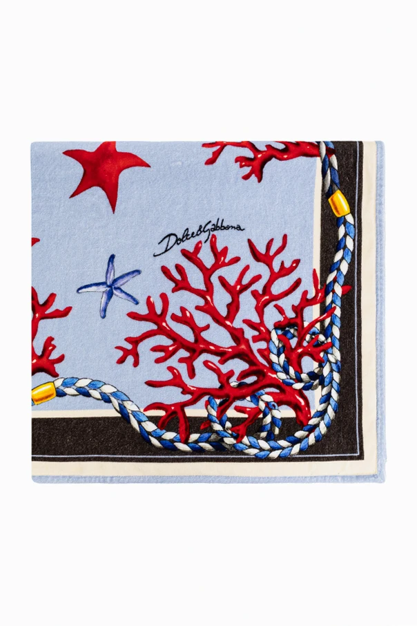 BLUE Bath towel with print