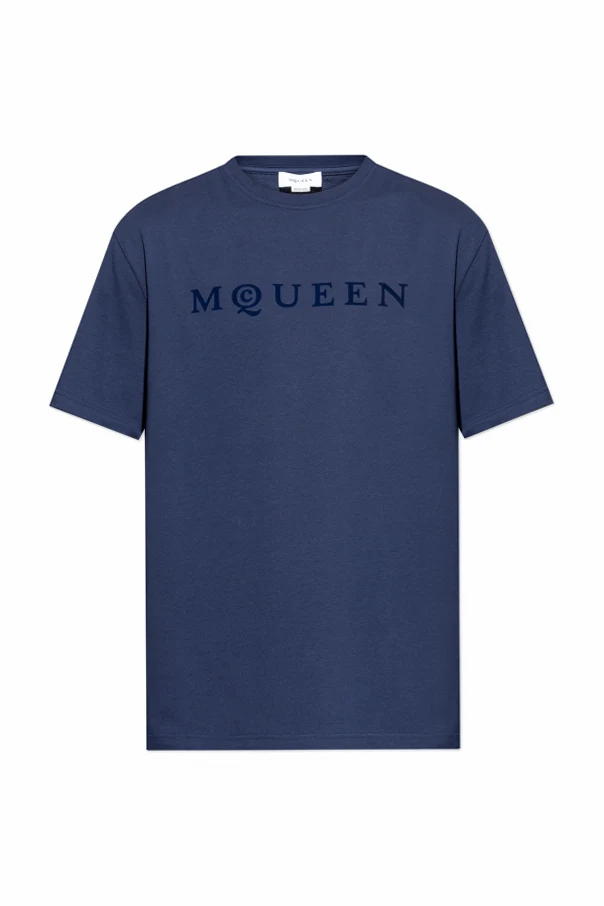 MARINEBLAU T-Shirt mit Logo und samtigem Finish