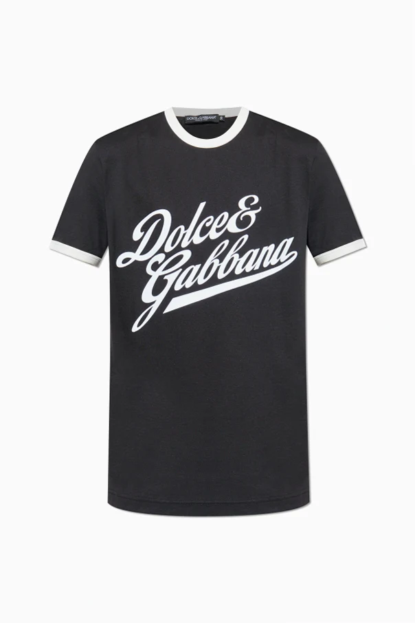 BLACK T-shirt with logo and velvet finish