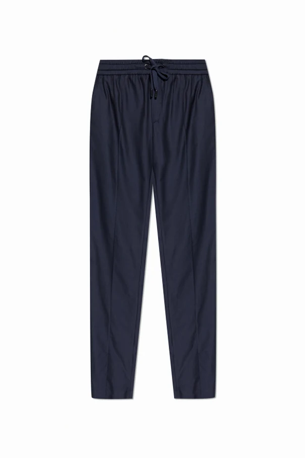 NAVY BLUE Trousers with stitching on the legs