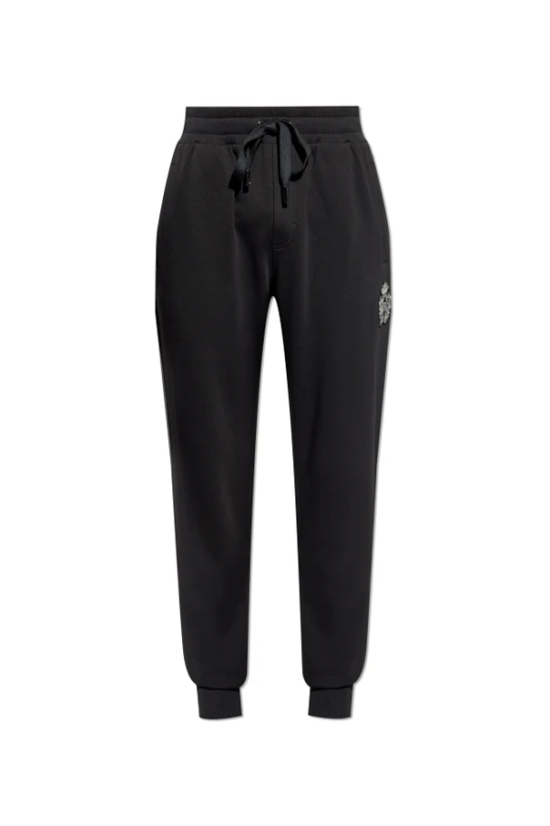 CZARNY Spodnie dresowe z aplikacją