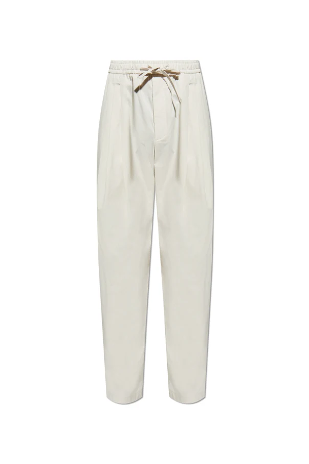 cream Loose-fit pleated trousers