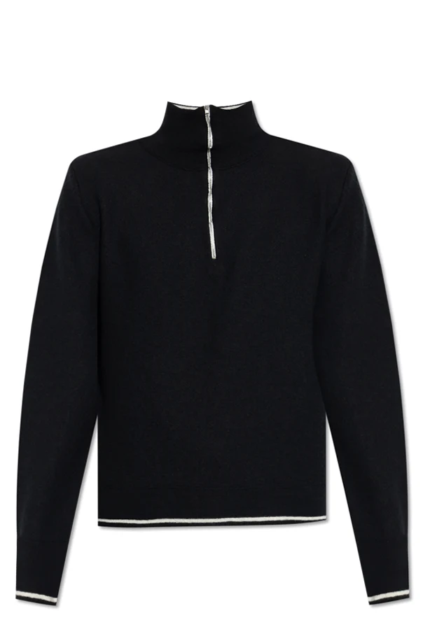 SCHWARZ Pullover mit Reißverschluss am Ausschnitt