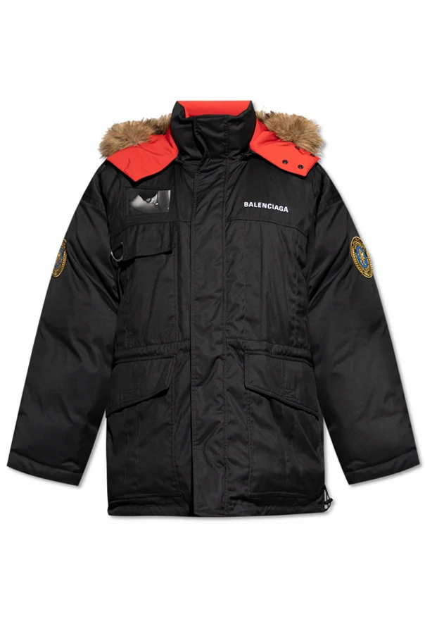 CZARNY Dwustronna kurtka ocieplana