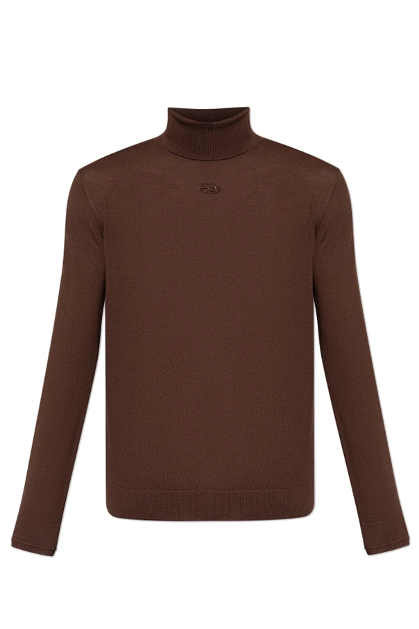 BRĄZOWY Wełniany golf