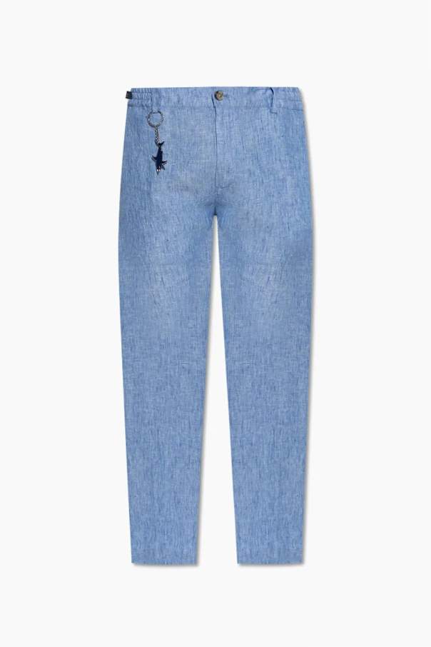 NIEBIESKI Lniane spodnie