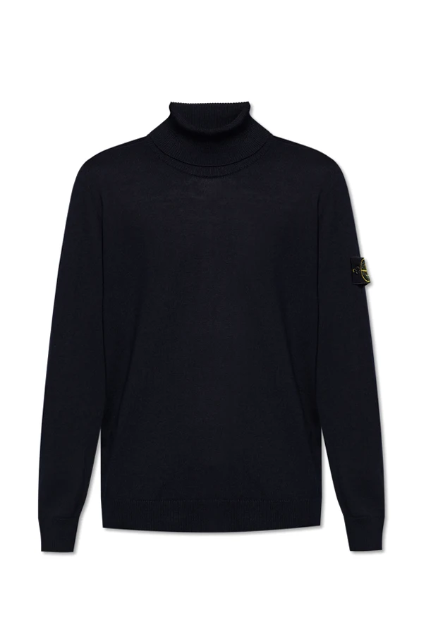 GRANATOWY Wełniany golf