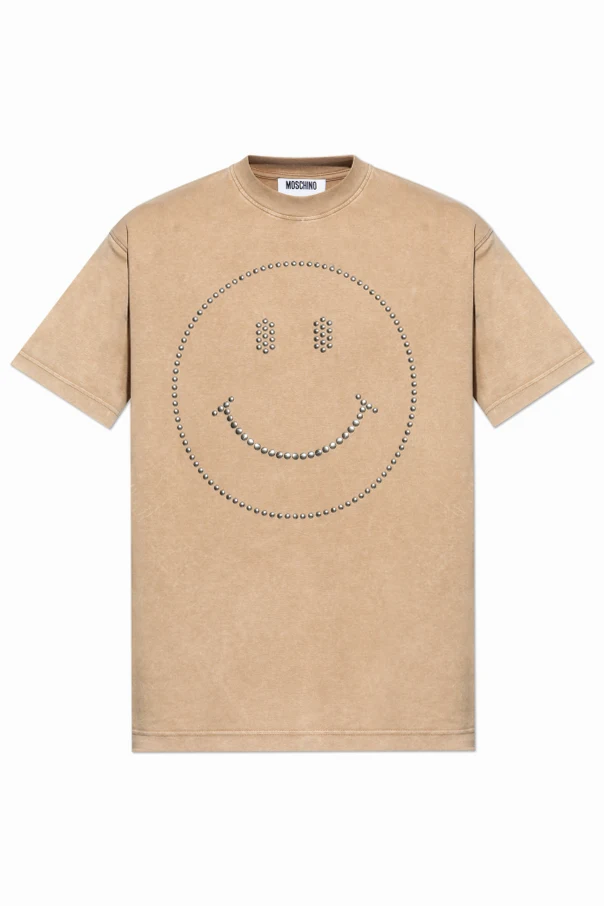beżowy T-shirt z kolekcji `Smiley`
